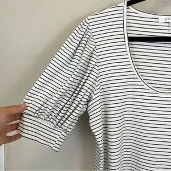 FRAME Puff Sleeve Navy & White Striped Scoop Neck Jersey Top Size XL - Picture 7 of 8